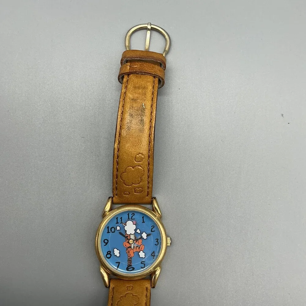 Disney Store Womens Watch 28mm Tigger Blue Dial Leather DS-240 New Battery